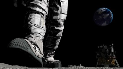 Wall Mural - astronaut walking on the moon. cg animation.