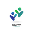 colorful smooth gradient unity, people, social logo vector template