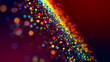 cloud of multicolored particles in the air like sparkles on a dark background with depth of field. beautiful bokeh light effects with colored particles. background for holiday presentations. 43