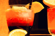 Red fresh drink with lemon