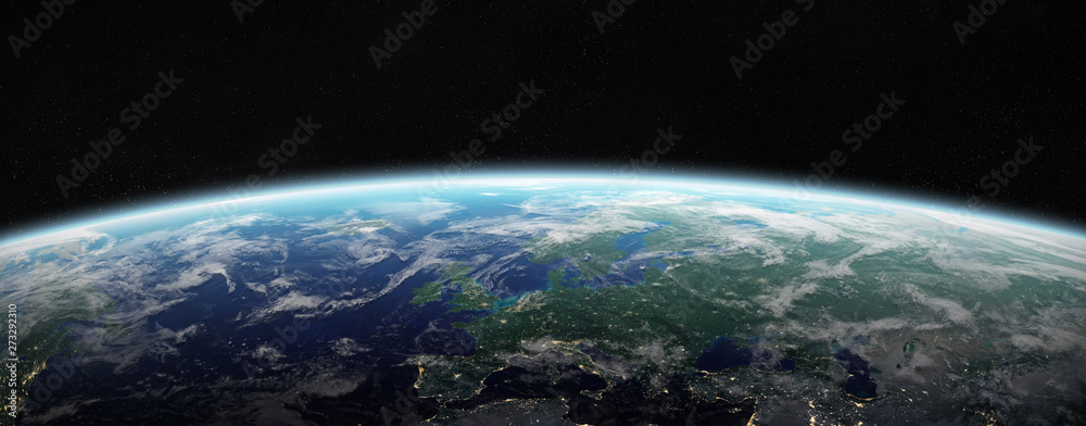 View of blue planet Earth in space 3D rendering elements of this image furnished by NASA - obrazy, fototapety, plakaty 