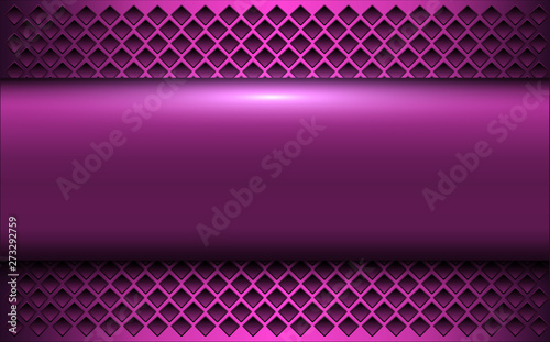 Vector: Purple metallic background, 3d bannner over perforated background Purple metallic background, 3d bannner over perforated background