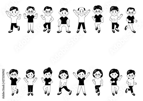 運動する男女 イラスト 白黒 Stock ベクター Adobe Stock