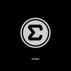 white sigma vector icon on black background. modern flat sigma from greece concept vector sign symbo