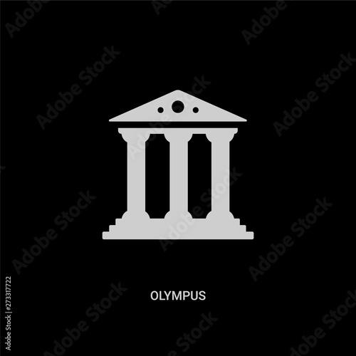white olympus vector icon on black background. modern flat olympus from