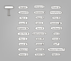 Aufkleber - Different world city boards vector clip-art