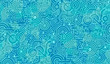 Abstract seamless pattern. Blue, turquoise and white. Bolts, gears, polygons. 