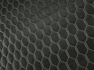 Wall Mural - Leather stitched hexagon or honecomb black shiny texture