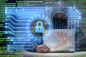 Young hacker in cybersecurty concept
