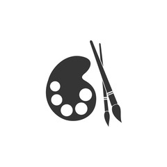 Poster - Painter palette and Paint brush icon symbol vector . paint brush logo designs Illustration