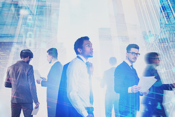 Poster - Diverse business team, digital interface