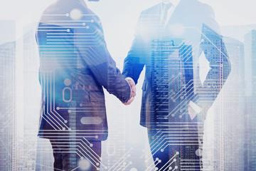 Poster - Handshake in city, circuit interface