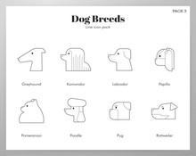 Dog Breeds Icons Line Pack