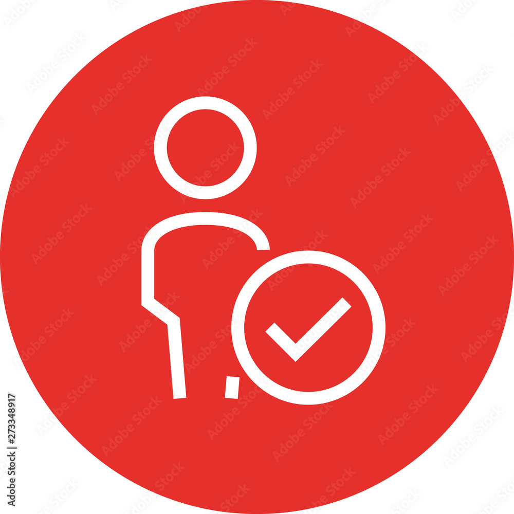 Person With Checkmark Outline Icon Stock Vector | Adobe Stock