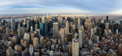 new york, usa - january 20, 2017: view of northern manhattan from the top of the empire state buildi