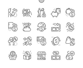 Poster - Cashback service Well-crafted Pixel Perfect Vector Thin Line Icons 30 2x Grid for Web Graphics and Apps. Simple Minimal Pictogram