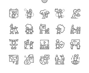 Poster - International Day of the African Child Well-crafted Pixel Perfect Vector Thin Line Icons 30 2x Grid for Web Graphics and Apps. Simple Minimal Pictogram