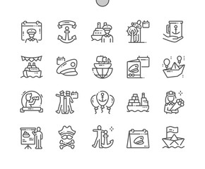 Poster - Day of the Seafarer Well-crafted Pixel Perfect Vector Thin Line Icons 30 2x Grid for Web Graphics and Apps. Simple Minimal Pictogram