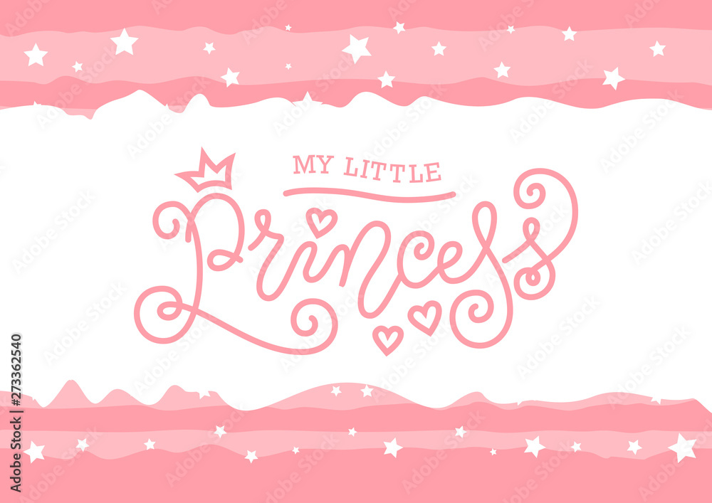 Modern mono line calligraphy lettering of My little princess in pink on ...