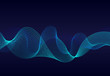 Abstract  wavy particles surface on dark blue background. Soundwave of gradient lines. Modern digital frequency  equalizer on abstract background. vector eps10