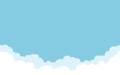 Wall Mural - blue sky with white clouds background. cartoon flat style design. vector illustration