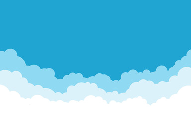 Wall Mural - blue sky with white clouds background. cartoon flat style design. vector illustration