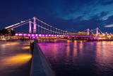 Fototapeta Miasto - Sunset view of Krymsky Bridge (Crimean Bridge) in Moscow, Russia.