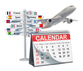 Poster - travel calendar concept, 3d rendering