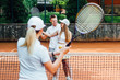 © Тарас Нагирняк - Portrait of a woman playing in tennis with trainer , healthy life..
