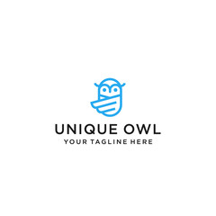 Wall Mural - owl logo line art illustration vector graphic download