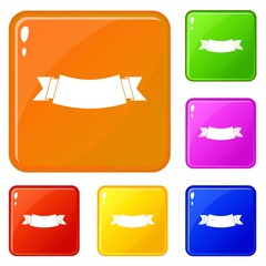 Poster - Black banner icons set collection vector 6 color isolated on white background