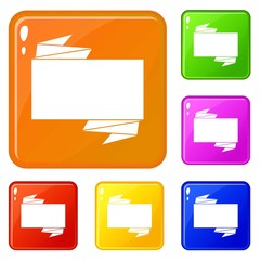 Poster - Black banner icons set collection vector 6 color isolated on white background