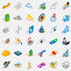 Poster - Helmet icons set. Isometric style of 36 helmet vector icons for web for any design