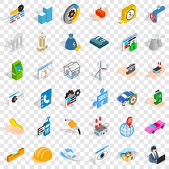 Poster - Concern icons set. Isometric style of 36 concern vector icons for web for any design