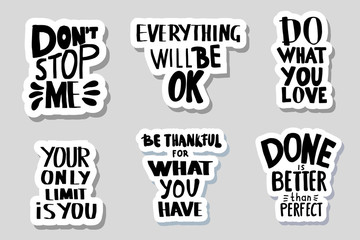 Wall Mural - Set of sticker quotes. Vector text illustration.