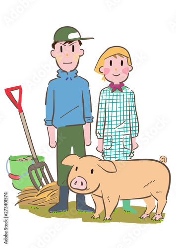 養豚場 働く人 豚 イラスト Stock Illustration Adobe Stock