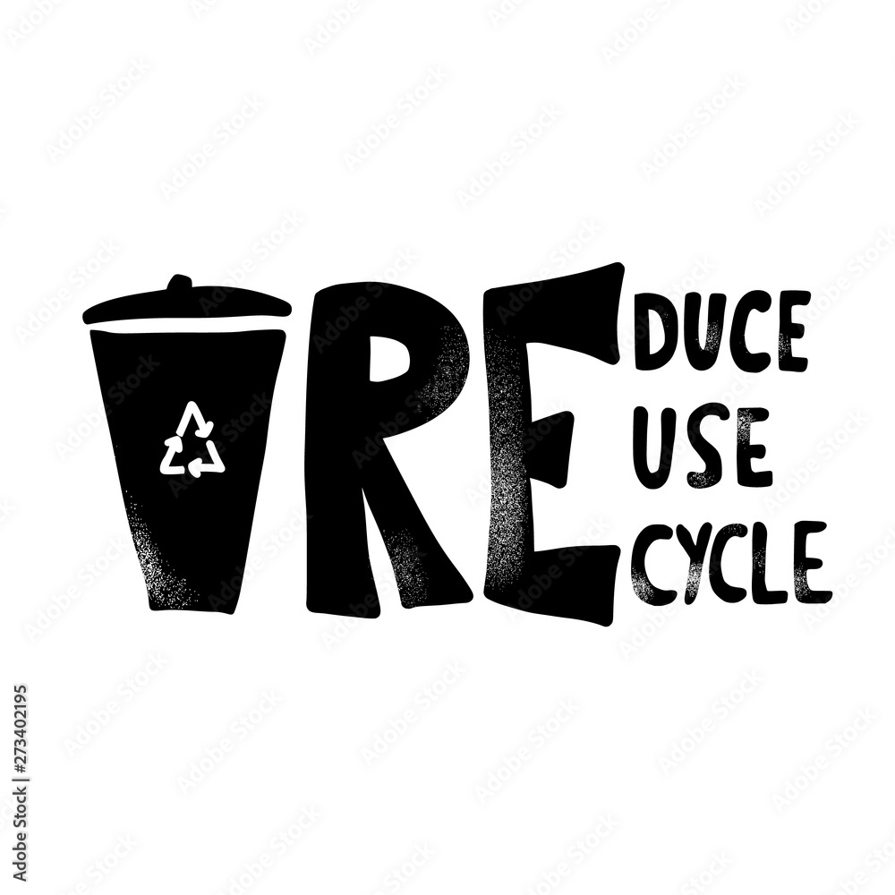 Reduce Reuse Recycle concept. Vector text design. Stock Vector | Adobe ...