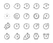 set of time icons, such as alarm, clock, hours, stopwatch, date, watch
