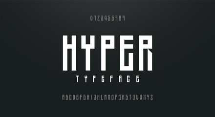 Aufkleber - Condensed high, tall simple font alphabet typeface. Modern Alphabet Fonts. Typography urban style letters and numbers. vector illustration