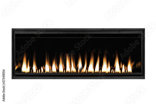 Burning Gas Fireplace Isolated On White Background Buy This
