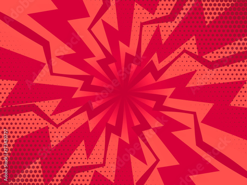 Retro comic rays red background Poster Mural XXL