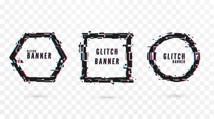 Poster - geometric shape banner with glitch effect. digital technology modern poster and flyer template. vect