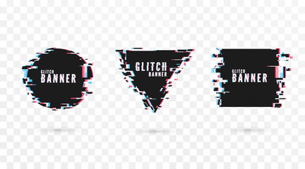 Poster - geometric shape banner with distortion effect - glitch. digital technology modern poster and flyer t