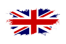 Great Britain Flag. Jack UK Grunge Flag Isolated White Background. English United Kingdom Design. British National Symbol England Country, Patriotism. Graphic Sketch Brush Stroke. Vector Illustration