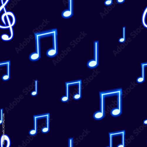Vector Seamless Pattern With Neon Blue Musical Notes On Dark Background Abstract Backdrop Template Buy This Stock Vector And Explore Similar Vectors At Adobe Stock Adobe Stock