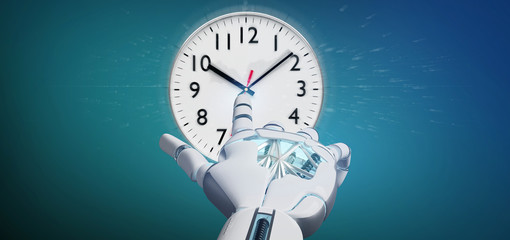Poster - Cyborg hand holding a Clock timer 3d rendering