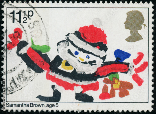 Vintage stamp printed in Great Britain 1981 shows Christmas Tableau sur Toile