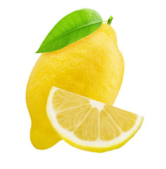 Wall Mural - Sliced lemon isolated on white background