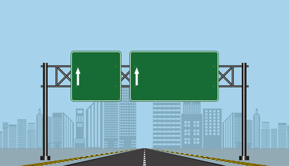 Road highway signs,Green board on road,Vector illustration