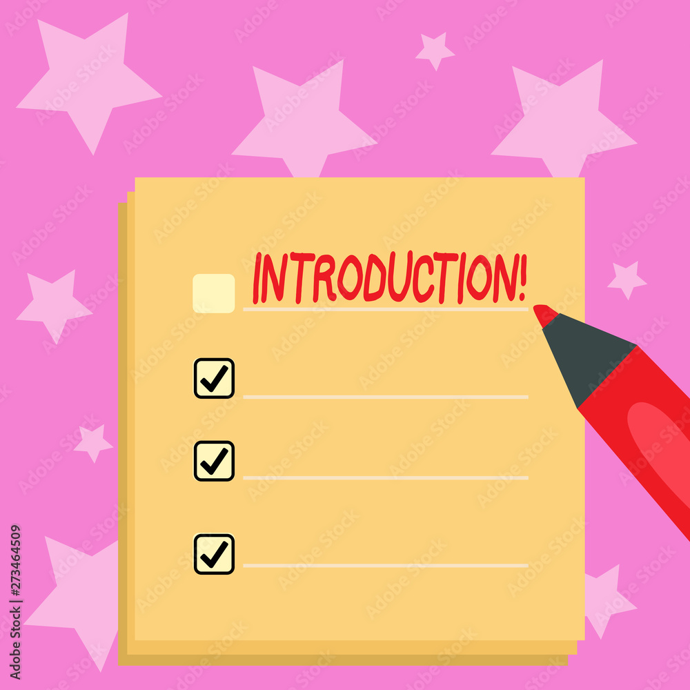 Handwriting text writing Introduction. Conceptual photo First part of a ...